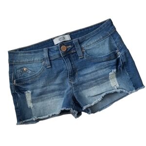 Wanna Betta Butt  Distressed Raw Hem Jean Shorts Junior Size 3/26.
